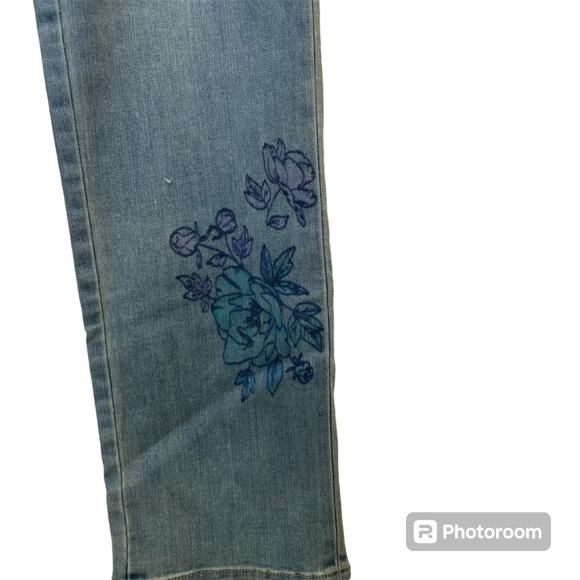 Sundance Magnolia Fit Floral Skinny Jeans Embroidered Blue Denim Mid Rise 30 - Picture 6 of 12